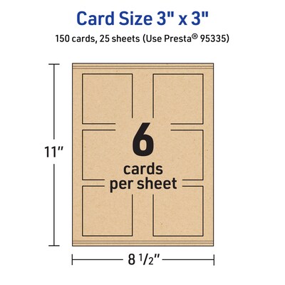 Avery Matte General Use Blank Cards, Kraft Brown, 150/Pack (95335)