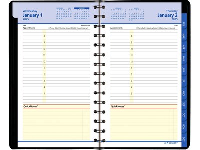 2025 AT-A-GLANCE QuickNotes 5 x 8 Daily & Monthly Appointment Book, Faux Leather Cover, Black (76-