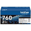 Brother TN 760 Black High Yield Toner Cartridge, Up to 3,000 Pages, 2/Pack (TN7602PK)