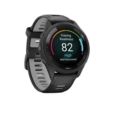 Garmin Forerunner 265 Smartwatch, GPS, 46mm, Black/Powder Gray Silicone Band (010-02810-00)
