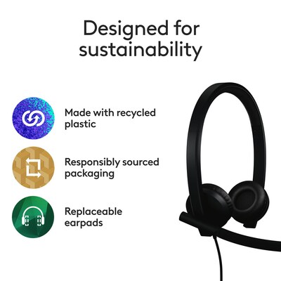 Logitech H570e USB-C Noise Canceling Stereo Over-the-head Headset, MT Certified (981-001429)
