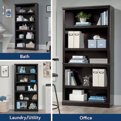 Sauder Select 70"H 5-Shelf Bookcase, Estate Black (414235)