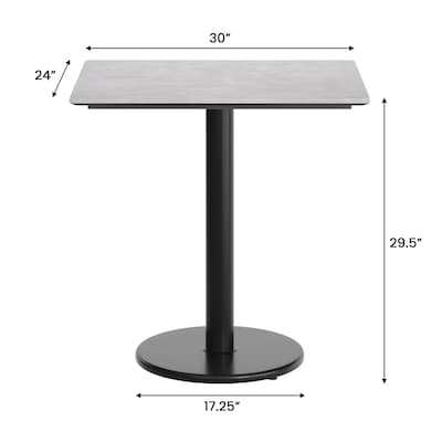 Flash Furniture Acadia Wooden Dining Table, 23.75"D x 29.75"W, Gray Faux Concrete/Black Base (ST2430CGTR18)