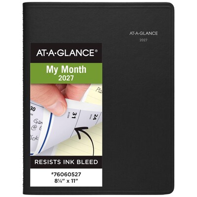2027 AT-A-GLANCE QuickNotes 8.25 x 11 Monthly Planner, Faux Leather Cover, Black (76-06-05-27)
