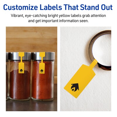 Avery Laser/Inkjet Barbell Multipurpose Labels, 0.5" x 2.5", Bright Yellow, 450/Pack (94749)