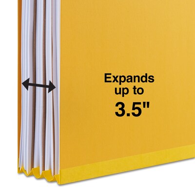 Quill Brand® 2/5-Cut Tab Pressboard Classification File Folders, 3-Partitions, 8-Fasteners, Letter, Yellow, 15/Box (744038)