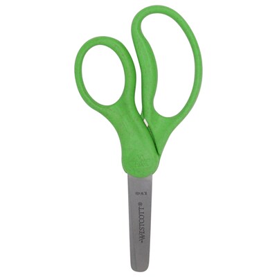 Westcott KleenEarth 5" Stainless Steel Kid's Scissors, Blunt Tip, Assorted Colors 6/Pack (00684)
