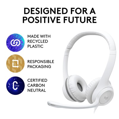 Logitech H390 Noise Canceling Stereo Headset, White (981-001285)