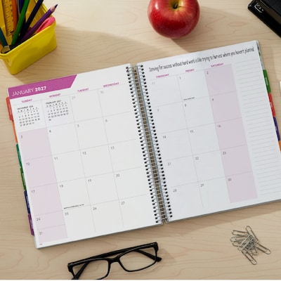 2026-2027 Excello Brands Pastel Peacock 8.5" x 11" Academic Weekly & Monthly Teacher Planner, Paperboard Cover (DTP-AY26-0061)