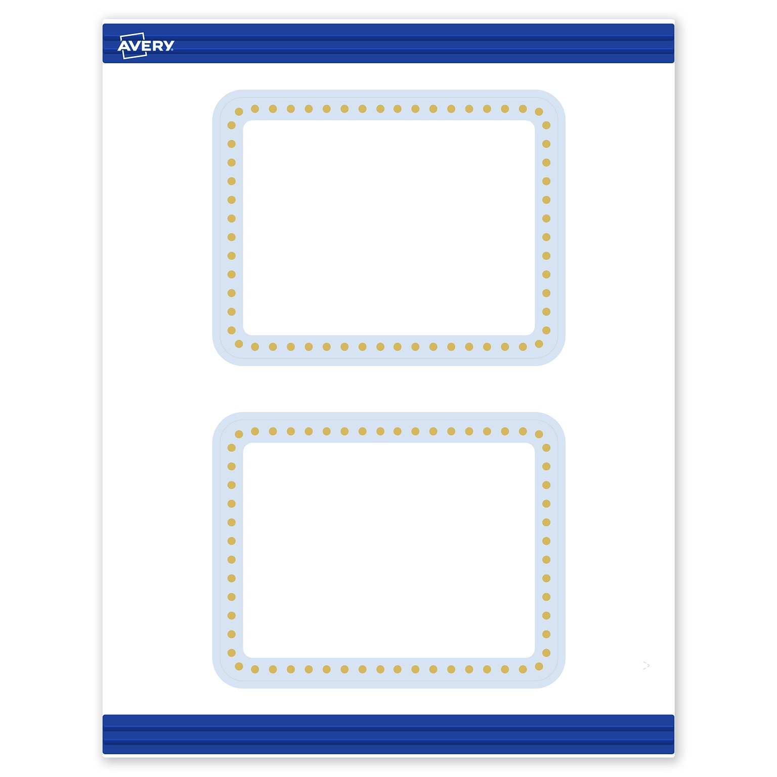 Avery Gold Dots with Blue Border Matte Blank Card, White, 20/Pack (S00-DMG)