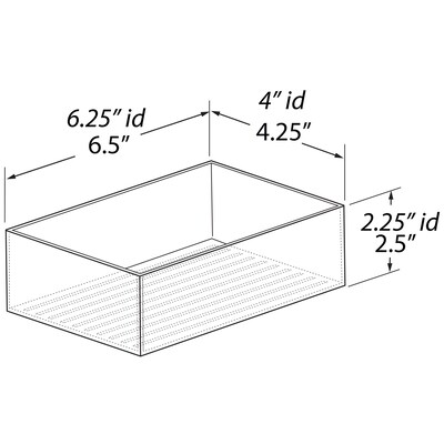 Azar Medium Stackable Plastic Storage Bin, 2.5 x 6.5x 4.25, Clear, 4/Pack (556733-4PK)