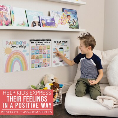 Hadley Designs 11" x 14" Colorful Dark Calming Corner and Feelings Chart Posters, 9/Set (HDDX004AHGC9D)