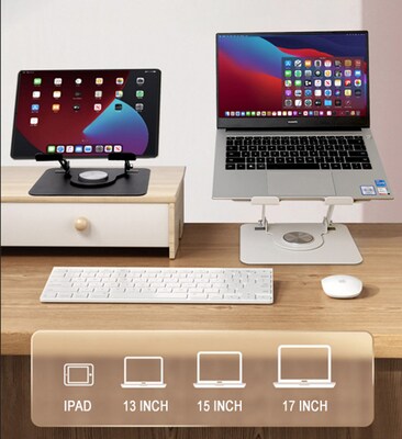 Uncaged Ergonomics 10.2" x 10" Metal Swivel Laptop Stand 2.0, White (SLS-White)
