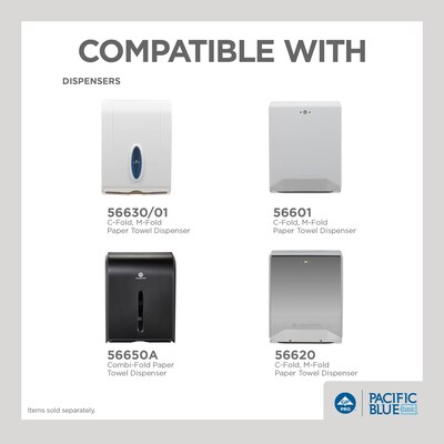 Pacific Blue Basic Recycled C-Fold Paper Towels, 1-ply, 240 Sheets/Pack, 10 Packs/Carton (25190)