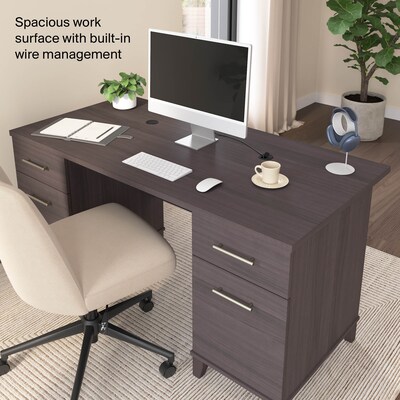 Bush Home Somerset 60"W Office Computer Desk with Drawers, Storm Gray (WC81528K)
