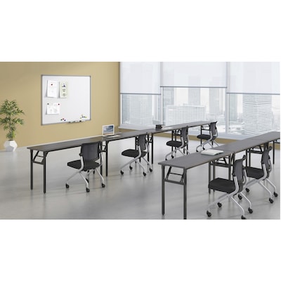 Lorell 60"W x 18"D Folding Training Table, Melamine, Gray (LLR60746)