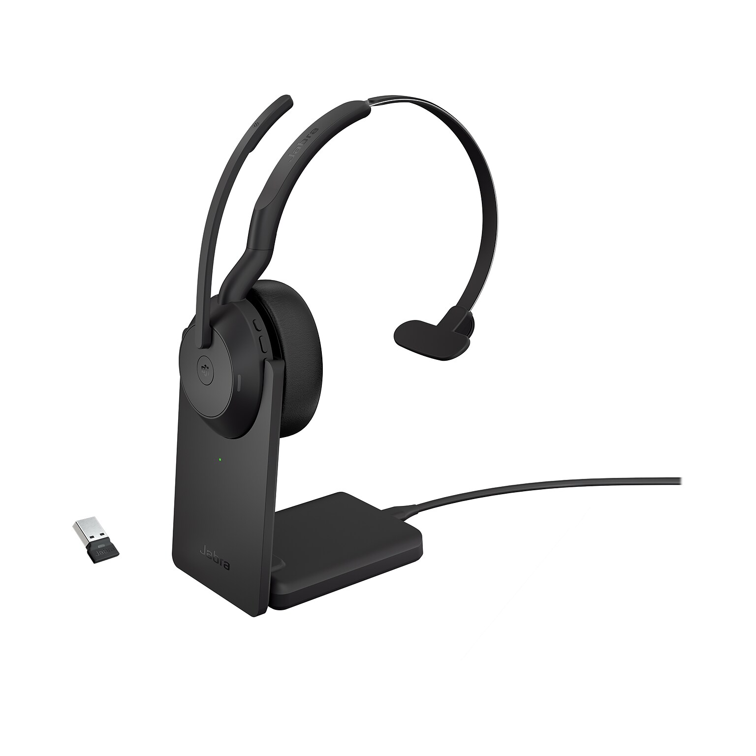 jabra Evolve2 55 Wireless Noise Canceling Bluetooth Phone & Computer Mono Headset, USB-A, MS Certified, Black (25599-899-989-01)