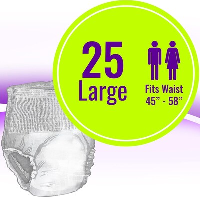 Embrace Adult Incontinence Underwear, Unisex, Large, Overnight, White, 25/Pack (600-PUB3)