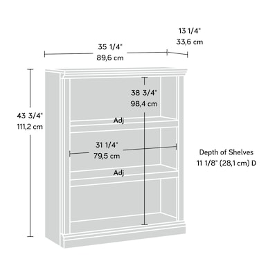 Sauder Select 44"H 3-Shelf Bookcase, Estate Black (420175)