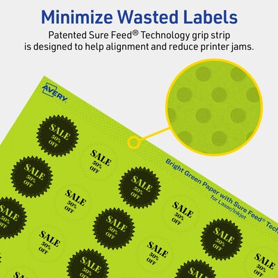 Avery Burst Multipurpose Labels, 1", Bright Green, 960/Pack (94606)