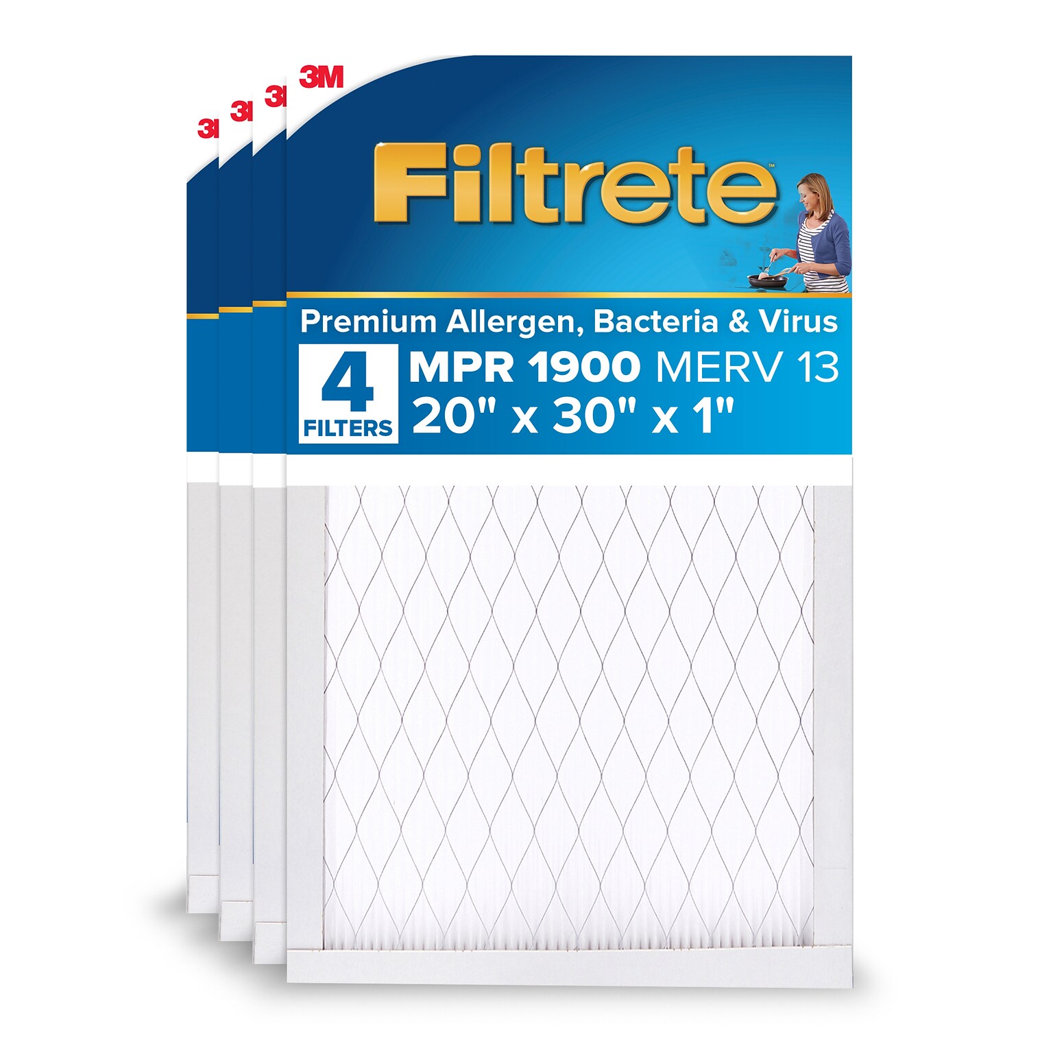 Filtrete High Performance Air Filter, 20 x 30 x 1, 4/Pack (1900 MPR)