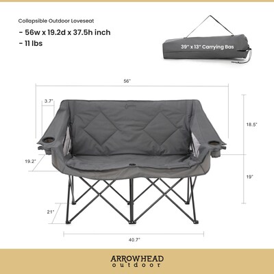 Arrowhead Outdoor Loveseat Outdoor Chair, Granite Gray (TSRTKKS0319U)