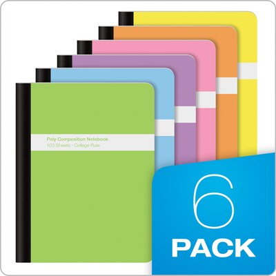 Oxford Composition Notebooks, 7.5" x 9.75", College Ruled, 100 Sheets, Assorted Colors, 6/Pack (64957)