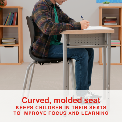 Staples Polypropylene 18" Student Chair, Black, 4/Box (ST63540)