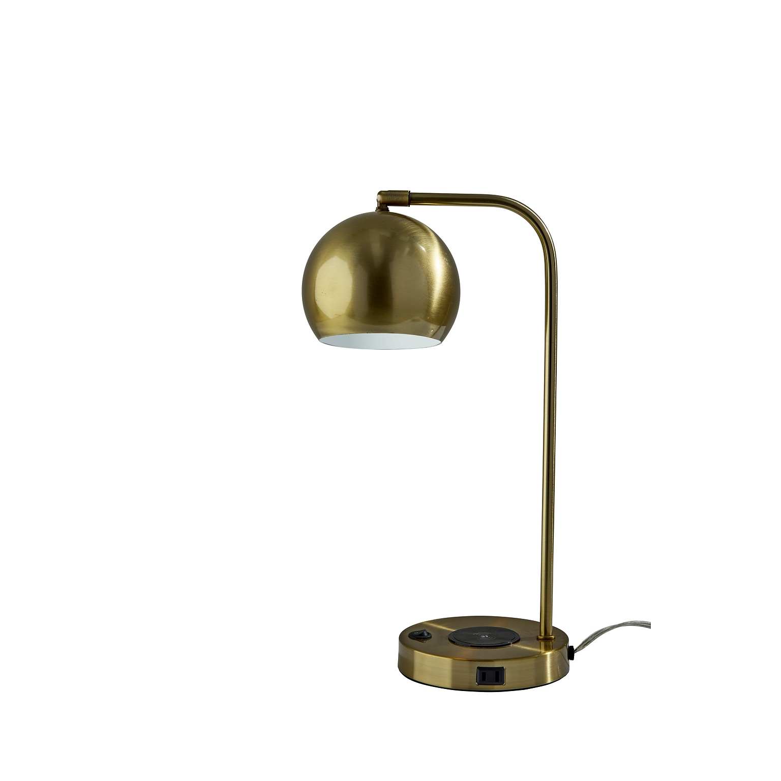 Adesso Emery SuperCharger Incandescent Desk Lamp, 19H, with USB Port, Antique Brass (2624-21)