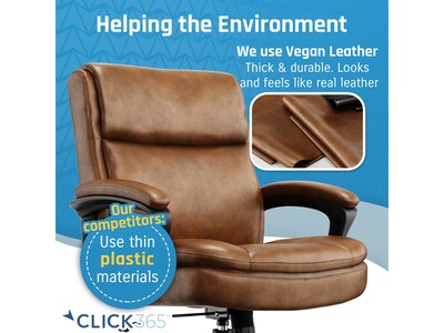 Click365 Transform 2.0 Ergonomic Bonded Leather Swivel Desk Chair, Cognac (CCHR10007A)