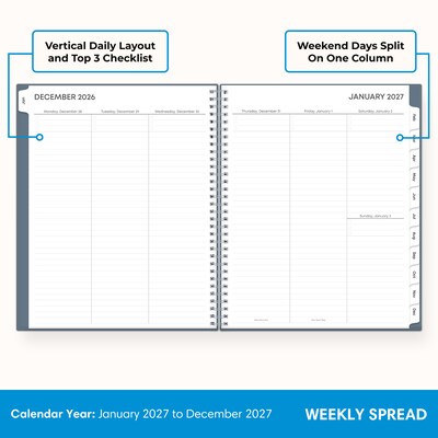 2027 Blue Sky 8.5 x 11 Weekly & Monthly Planner, Steel Blue (164272)