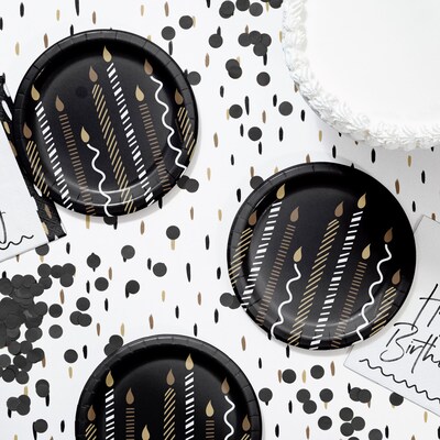 Creative Converting Golden Wishes Dessert Paper Plates, Black/Gold, 32/Pack (DTC365090PLT)