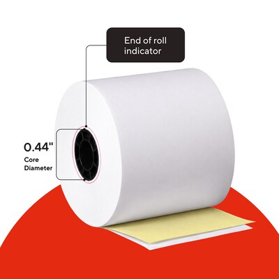 Staples Financial POS Register Rolls 2-Ply Carbonless 3 x 90 Ft Receipt Paper
