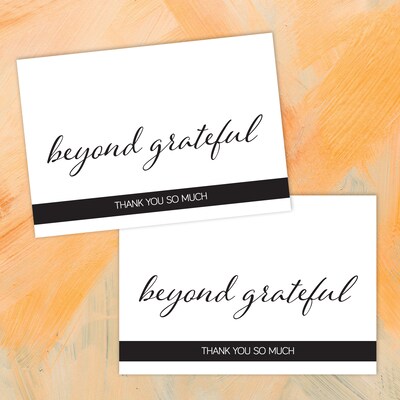 Great Papers Simply Beyond Grateful General Use Thank You Notecard Kits, Black/White, 50/Pack (2025031)