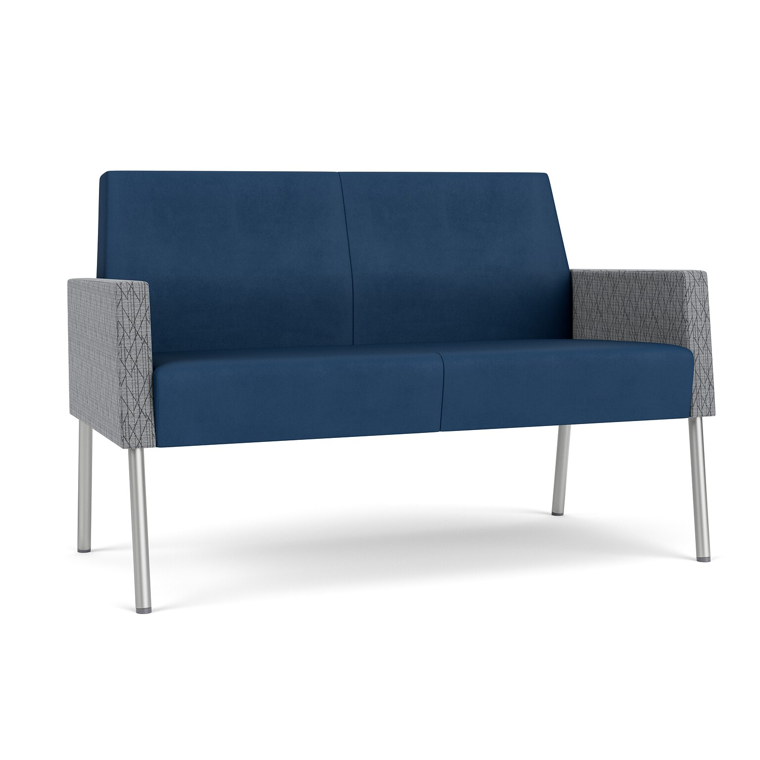Lesro Mystic Lounge 51W Vinyl Loveseat, Patriot Plus Blue Ridge/Adler Gray Flannel/Silver (ML1501.SSV-02PPBR.03PPBR.04ADGF)