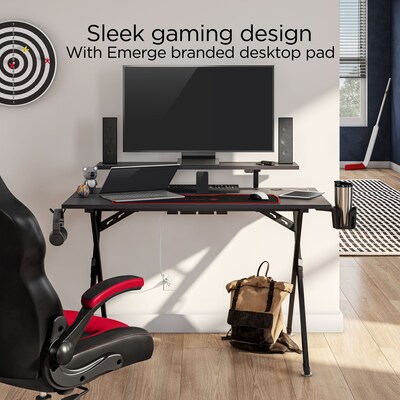 Designa Computer Desk Racing Style, 47 inch Gaming Desk, Writing Home Office Desk with Free Mouse Pad, USB Handle Rack, Cup Hold