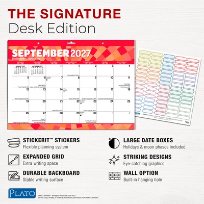 2027 BrownTrout Large Print 15.5" x 11" Monthly Desk Pad Calendar, Assorted Colors (9798330713752)