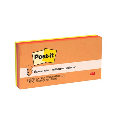 Post-it Pop-up Notes, 3 x 3, Sunburst Collection, 100 Sheets/Pad, 6 Pads/Pack (R330-SUN)