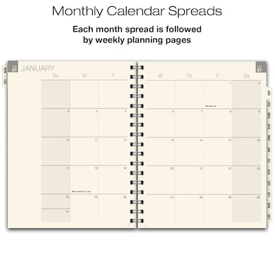 2027 Excello Brands Essential 8.5" x 11" Monthly Planner, Paperboard Cover, Multicolored (NRY27-ESN811-F5)
