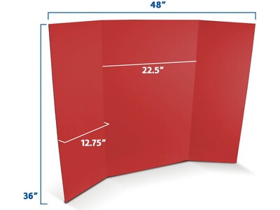 Flipside Tri-Fold Project Boards, 48" x 36", Corrugated Paper, Assorted Colors, 4/Pack (16073)