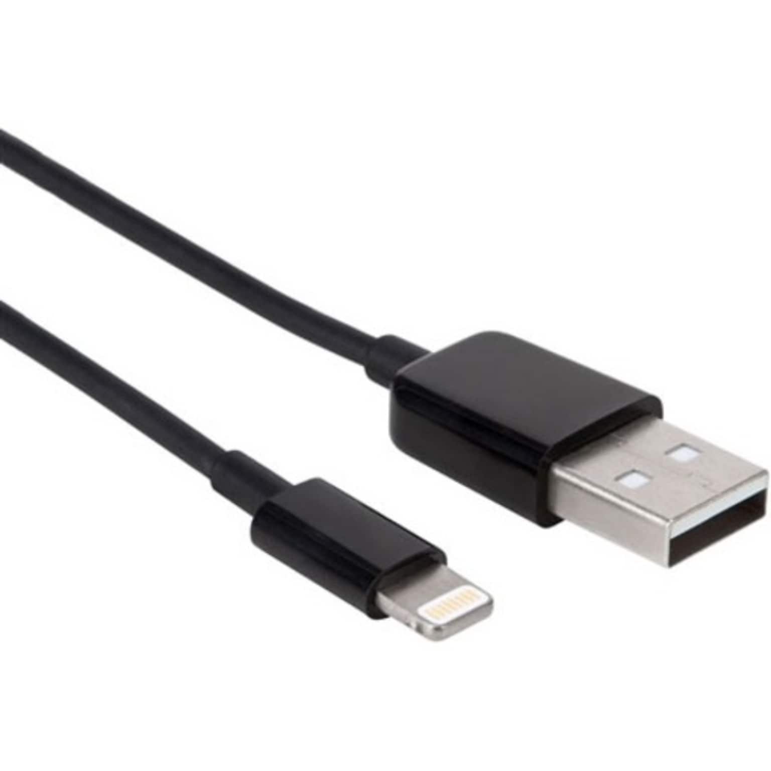 Axiom 3 ft. Lightning to USB-A Adapter Cable, Male to Male, Black (LGMUSBAMK03-AX)