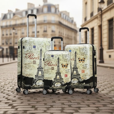 InUSA 3-Piece Hardside Paris Spinner Luggage Set, TSA Checkpoint Friendly, Paris (IUAPCSML-PAR)