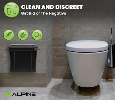 Alpine Industries Plastic Sanitary Napkin Disposal Receptacle, 10x 5, Black (451-BLA-MK)