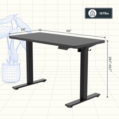 FlexiSpot E2 48''W Electric Adjustable Standing Desk, Black (E2B4824B)
