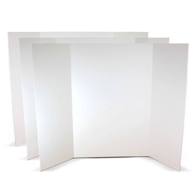 Flipside Tri-Fold Presentation Board, 48 x 36, Corrugated, White, 3/Pack (30048-3)
