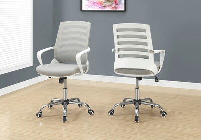 Monarch Specialties Inc. Ergonomic Mesh Computer and Desk Chair, Grey/White (I 7225)