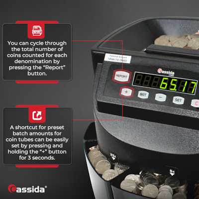 Cassida C200 Coin Sorter, 5 Compartments, Black (C200)