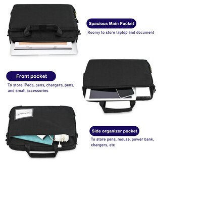 TechProtectus Nylon Water Resistant Messenger Bag, Black (RTP-BK-BC11)