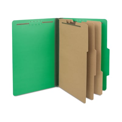 Quill Brand® 2/5-Cut Tab Pressboard Classification File Folders, 3-Partitions, 8-Fasteners, Legal, G