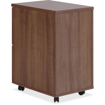 Lorell Essentials 2-Drawer Mobile Vertical File Cabinet, Letter/Legal Size, Lockable, 28.4"H x 15.7"W x 22"D, Walnut (LLR69984)